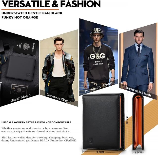 Portafoglio Uomo In Vera Pelle Sottile Triplo Con Blocco RFID E Finestra ID - Leatherboss