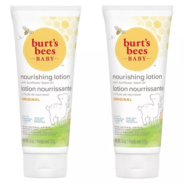 x2 Burt's Bees Nourishing Baby Lotion With Sunflower Seed Oil 170g | Original