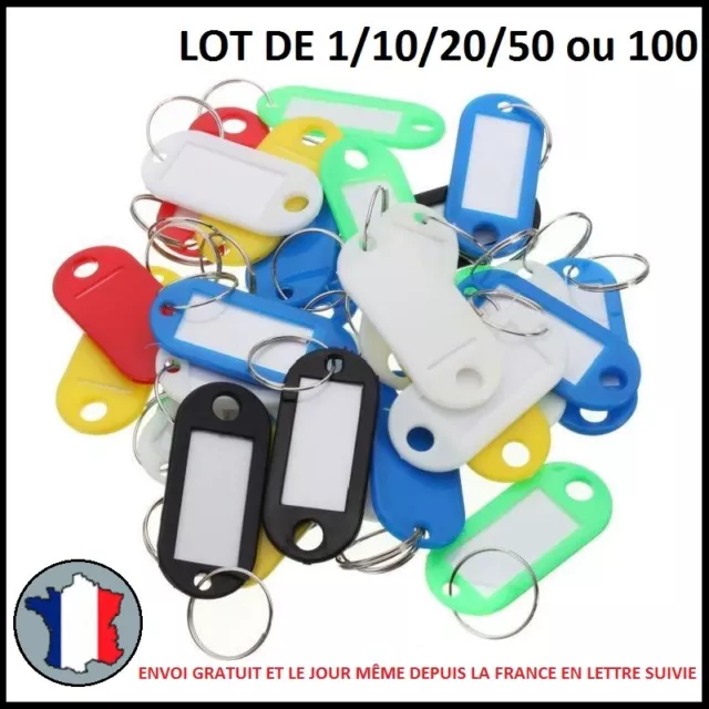 Skaaisont 30 Porte Clef Etiquette,Porte Clés en Plastique 10 Couleurs,Porte  étiquette Inscriptibles pour de Maison,Peut être Utilisé Marquer Divers