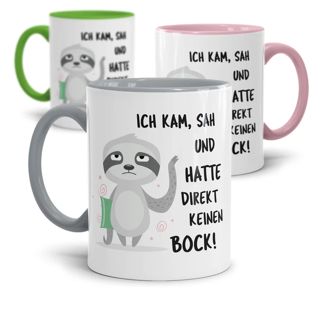Faultier Tasse mit Spruch "Kein Bock" - Büro / Witzig / Kaffeetasse / Lustig