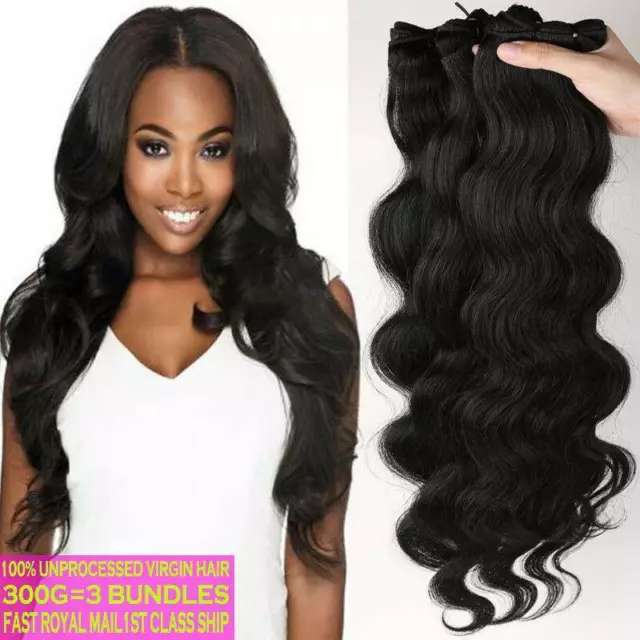 Body Wave Peruvian Virgin Human Hair Bundles Weave Sew Thick 100g Black-Weft UK