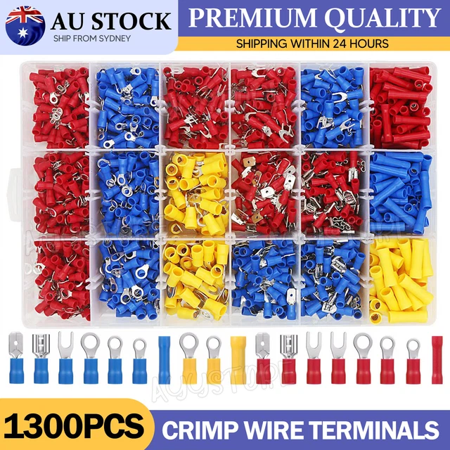 Click Terminals 1300X CAR ASSORTED Insulated Crimp Terminals Spade Kit Electrical Wire ...