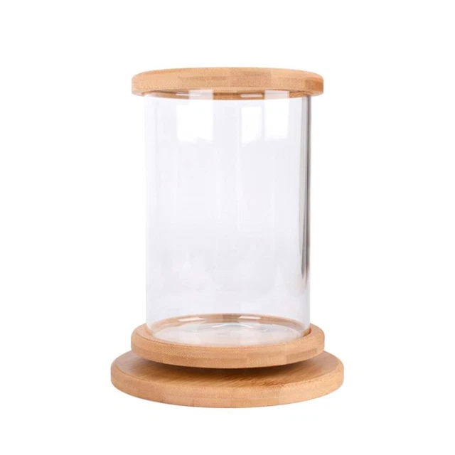 1PCS Mini Glass Bamboo Base Fish Tank Decoration Bowl Ecological Bottle Aquarium