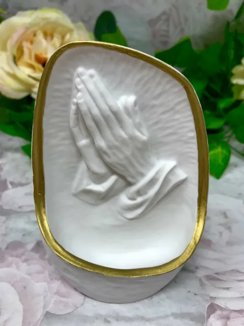 Praying Hands Water Font Wall Plaque Statue Religious Ornament Figurine for Home