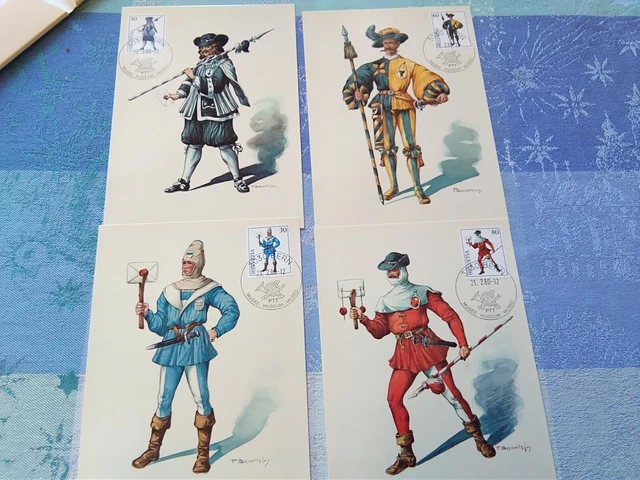 Postkarten-Schweiz-PTT Museum-Die Standesläufer der 13 Alten Orte-zT frankiert 4