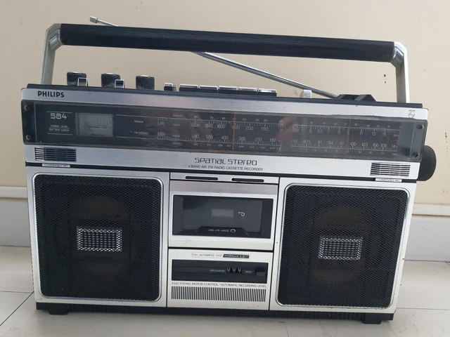 Boombox Vintage PHILIPS - Poste Radio Cassette Rétro - Très Bon État Fonctionnel