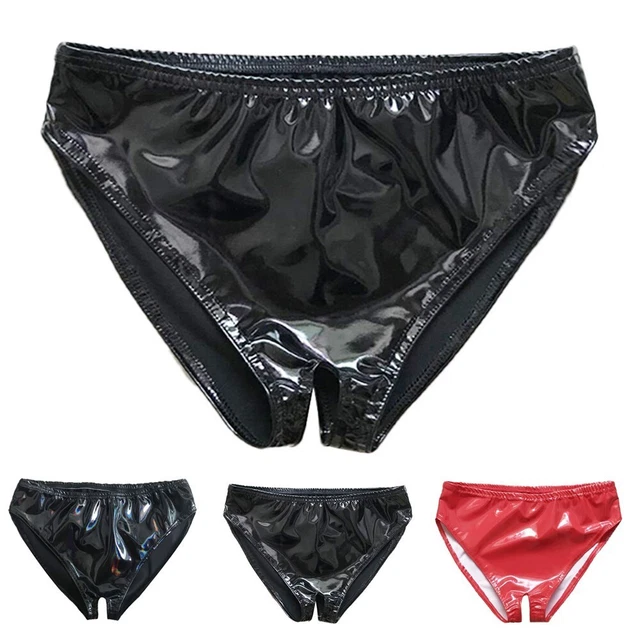 Culotte à cordes en faux cuir sans entrejambe G brillant aspect humide sous-vê