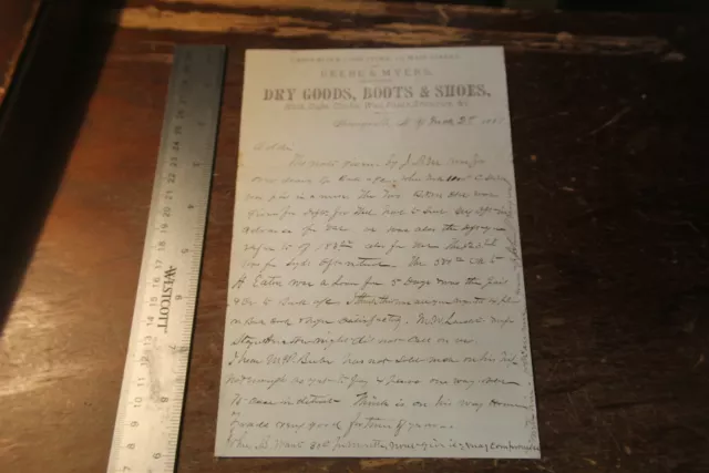 Beebe & Myers Dry Goods, Boots, Shoes 1881 Letterhead Springville Ny