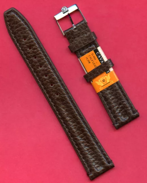 Véritable Cuir Marron Cavadini Sangle Long 18mm & Vintage Omega Acier Boucle