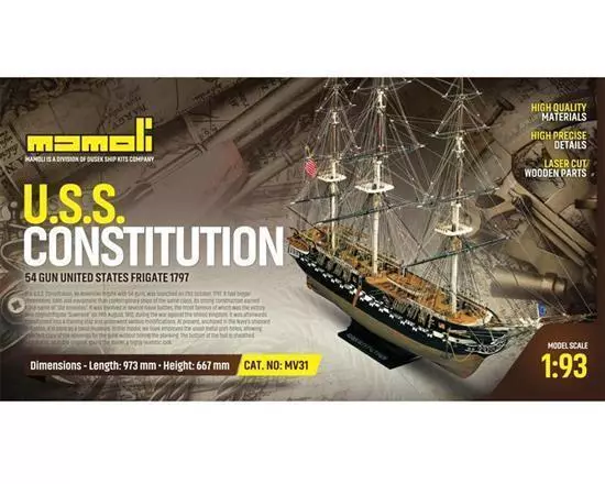 Mamoli Uss Costituzione Modello Statico Kit di Costruzione 1:93/21731