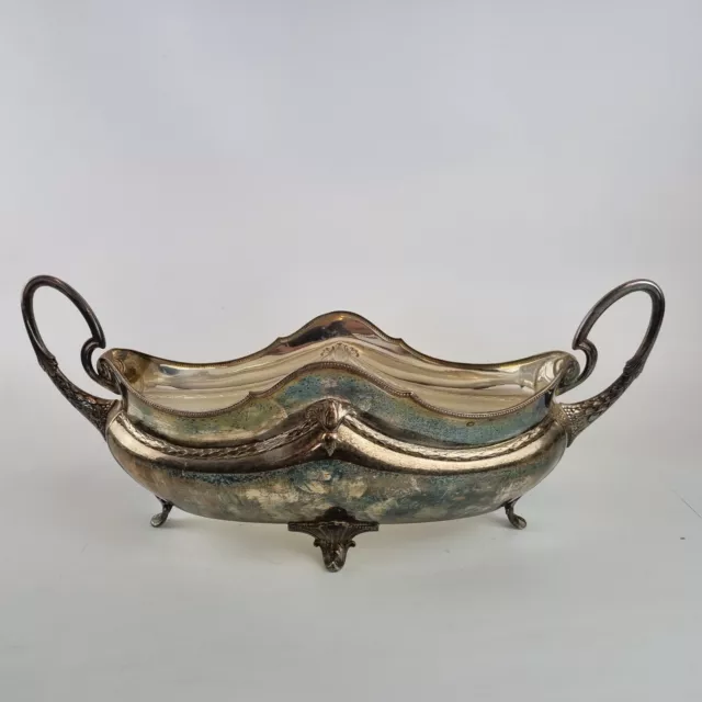 Antique Art Nouveau WMF Silver Plated Bowl Basket Missing Glass Liner 41cm Wide