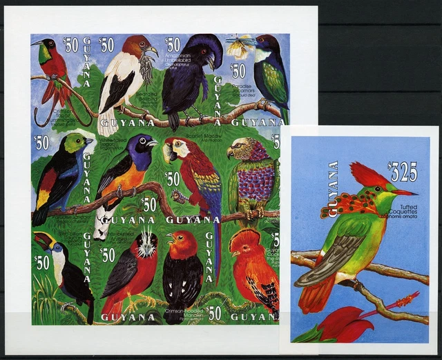 Guyana 1993 Vögel Kolibri Kolibri Ara 4055-4066 U Block 244 U Imperf MNH / 481