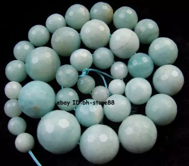 Mixed Green AAA Natural Amazonite Round Rondelle Graduated Gemstone Beads 16"