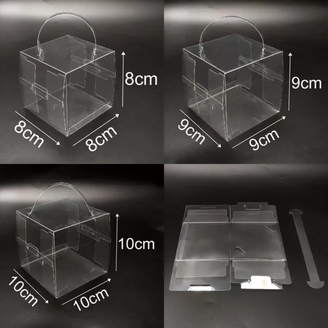 10X Trasparente Scatole con Manico PVC Cubo Vuoto Regalo Nozze Torta Dolci