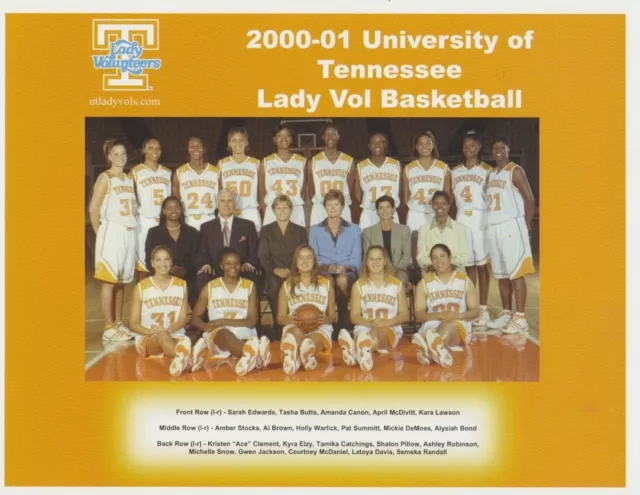 2000-01 TENNESSEE LADY VOLS Basketball Team Photo PAT SUMMITT TAMIKA CATCHINGS