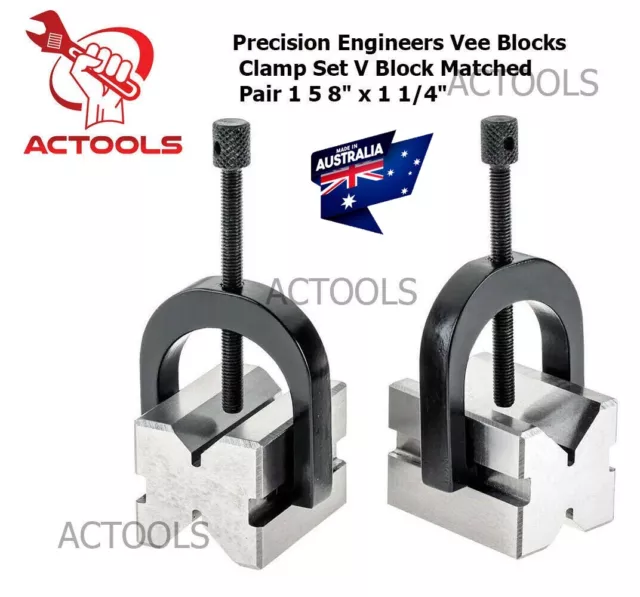 Precision Engineers All Steel Vee Blocks Clamp Set - V Block Matched Pair AU