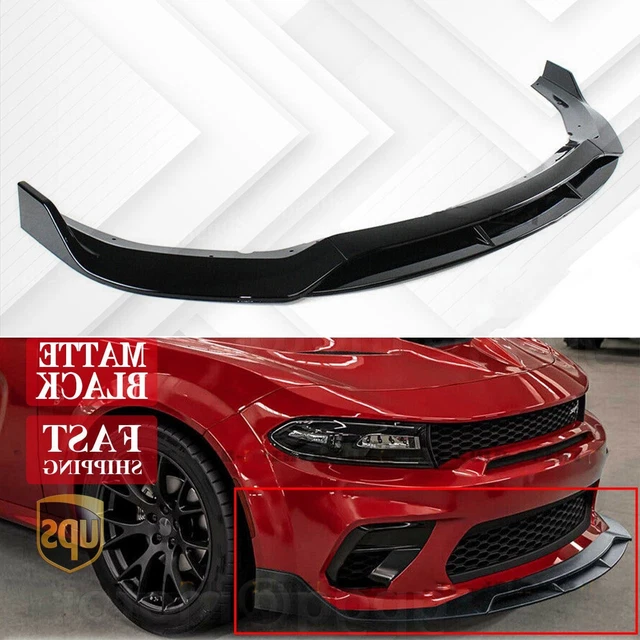 thumbnail image 2 of WheelX Matte Black Front Bumper Lip For 2020-2023 Dodge Charger SRT Widebody Hellcat Scat Pack 3pc 2 of 6