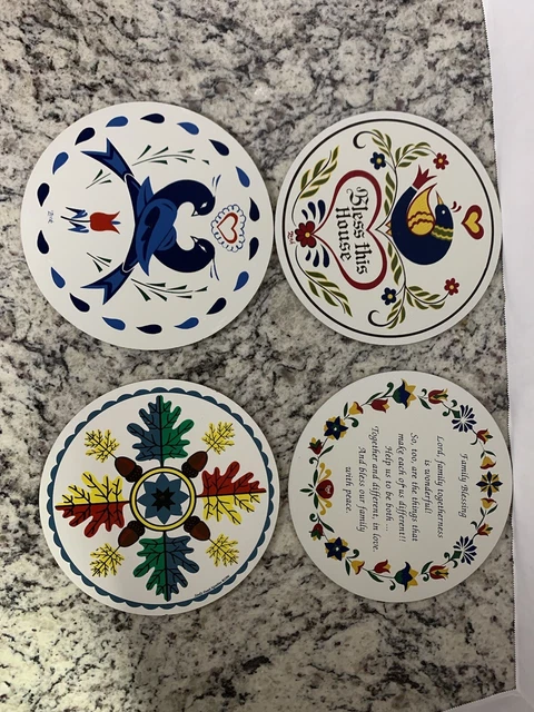 4 Hex Signs Jacob Zook Wood Mixed 7.25” Vintage