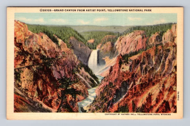 Yellowstone National Park, Grand Canyon Artist Pt Series #28328 Vintage Postcard