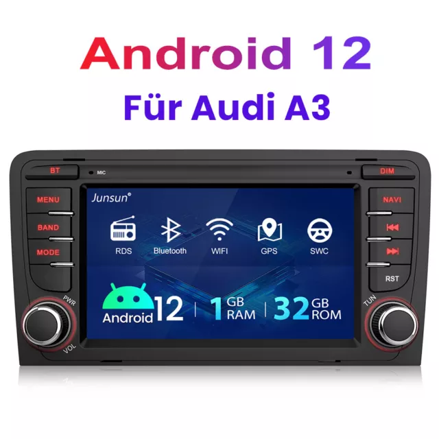 Für AUDI A3 8P 2003-2012 Android 12 Autoradio GPS Navi WIFI 1+32GB USB DAB+ DSP 2