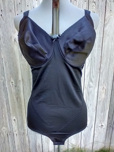 Vintage 80s Black Cabernet Underwear Lingerie Girdle Snap Crotch 40D XL
