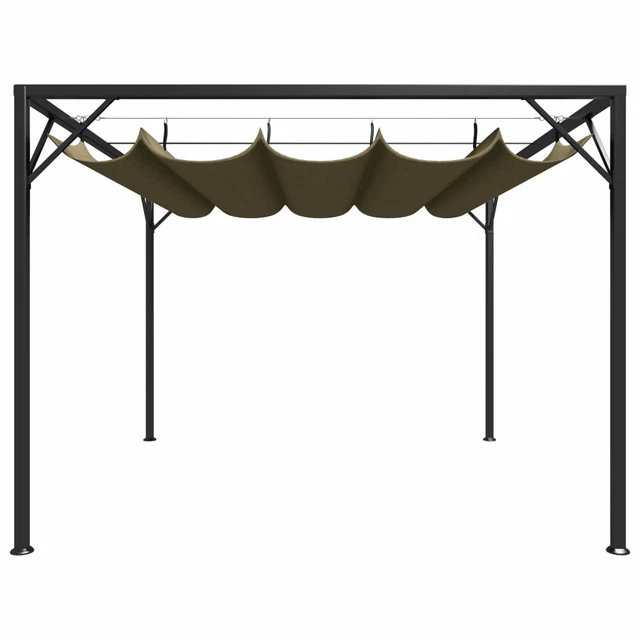Gartenpavillon mit Ausziehbarem Dach 3x3 m Taupe 180 g/m² J9H3 2