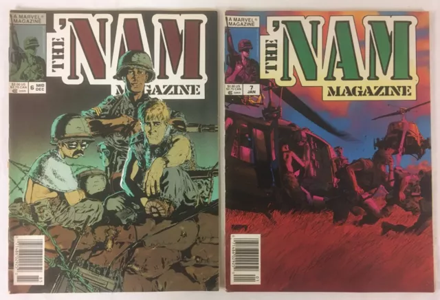 The 'Nam Magazine lot of 2 Issues # 6 + 7 Marvel Comic Magazine FN/VF 7.0 Grade