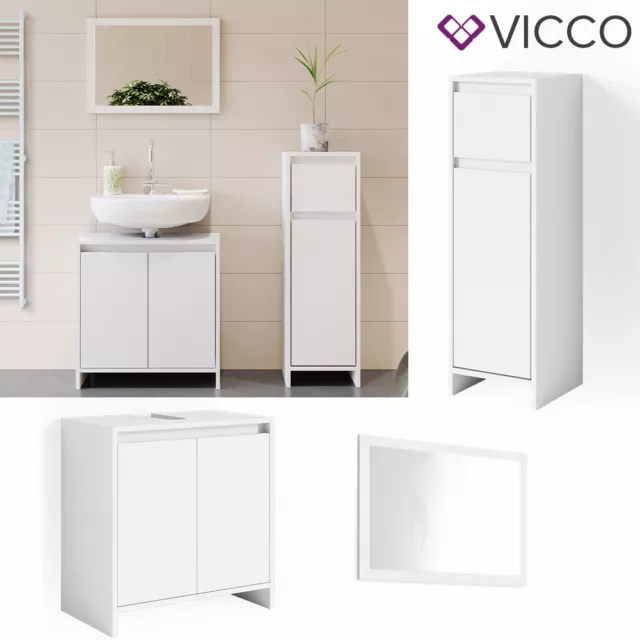 VICCO conjunto de muebles de baño EMMA blanco - espejo, mueble bajo, mueble midi