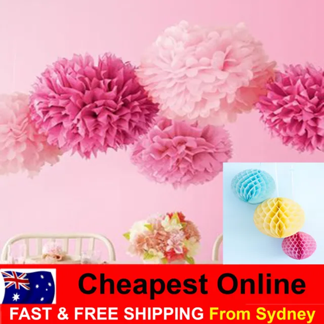 Tissue Paper Pom Poms Honeycomb Ball for Wedding Party Baby Living Decor Pompoms