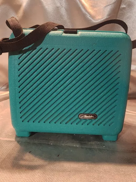 Vintage ~ Aladdin  Teal Blue Hard Body Lunchbox With carrying strap