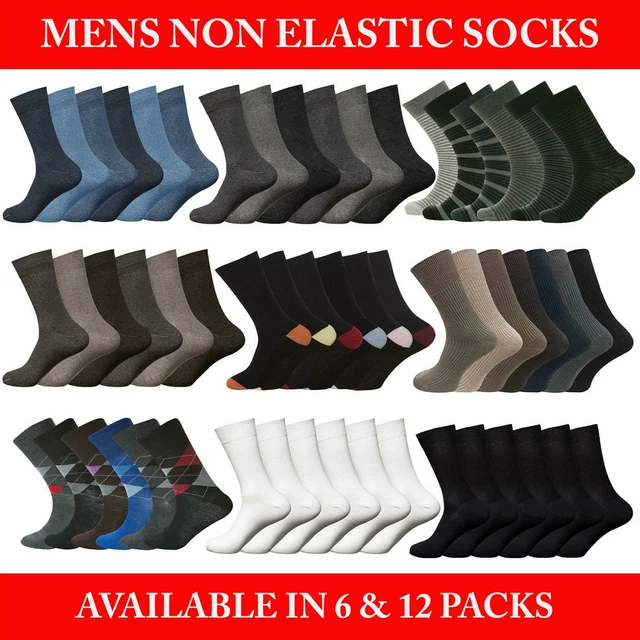 MENS DIABETIC SOCKS Non Elastic Comfort Soft Grip Top 6 & 12 Pairs Sock