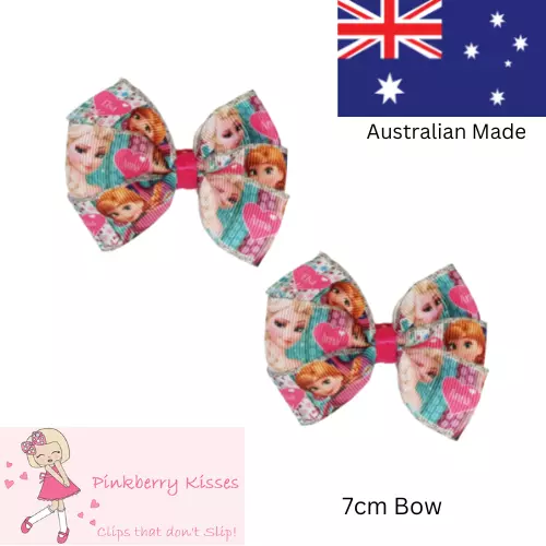 Frozen 2 Anna and Elsa Bella Hair Bow 7cm Non Slip Hair Clip Tie Baby Toddler AU 2