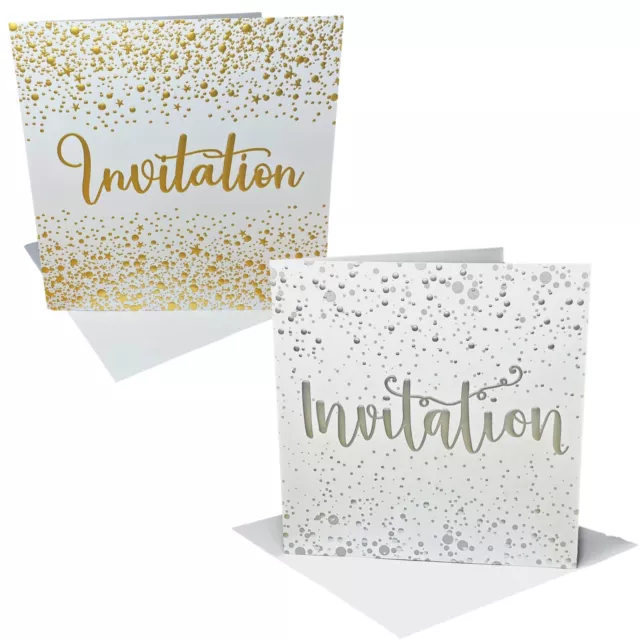 Invitation Cards Envelopes Silver Gold Foil Dot Star Design Birthday Party Event