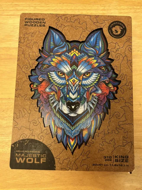 Unidragon Majestic Wolf 310 piece Wooden Jigsaw Puzzle-King Size