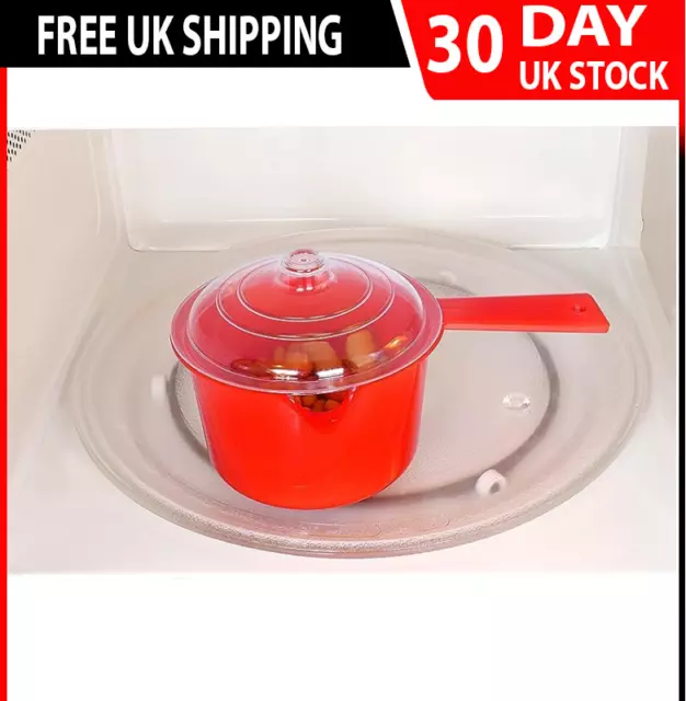 Easy Cook Microwave Saucepan with Lid & Handle Non Staining Kitchen, 0.6lt Red