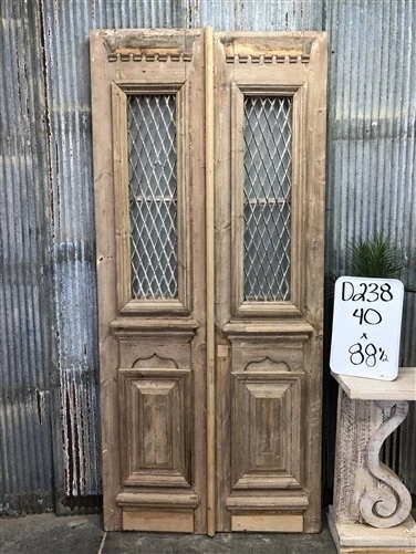 Antique French Double Doors (40x88.5) Wood Iron Doors, European Doors D238
