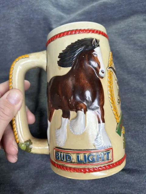 Anheuser Busch Vintage 1980’s  Stein Mug Bud Light Clydesdale Horse Ceramarte