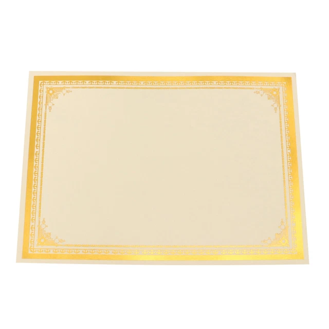 8 Sheets blank certificate Paper Gold Foil Border Paper Blank A4 Certificate