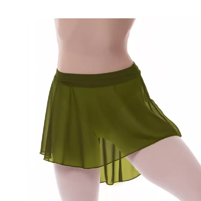 Balletto Danza Donna Chiffon Verde Oliva Sexy Tutù Danza Corto/Mini Gonna C42