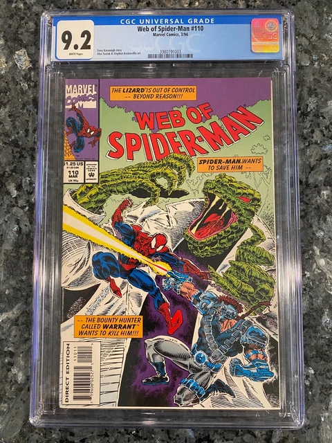 CGC 9.2 Web of Spider-Man#110-1984 Warrant/Lizard Appearance Savaging Continues