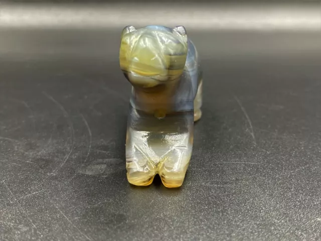 Antique Ancient PYU dynasty Tiger Figure carved Bead In Agate stone 3