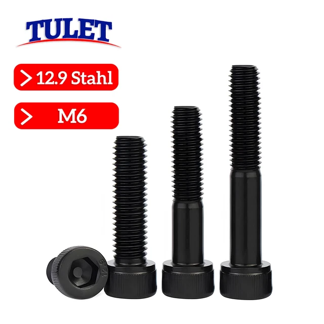 D2D Zylinderschrauben M6x12 - 50 Stück Edelstahl A2 DIN 912 Innensechskant