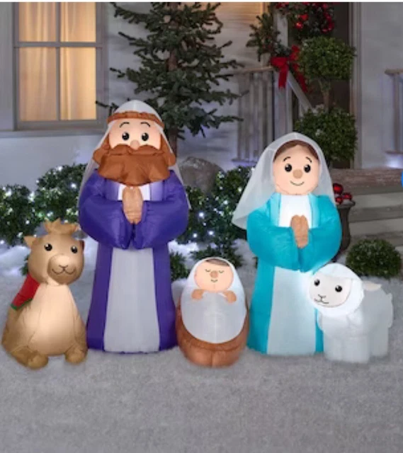 6.5FT HOLIDAY LIVING Nativity Scene Lighted Christmas Inflatable Gemmy