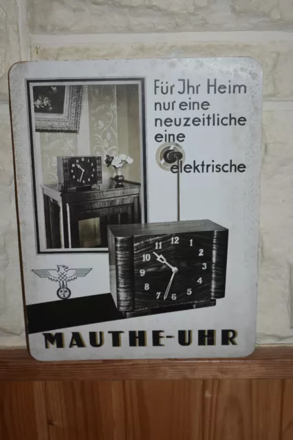 Altes Reklameschild 30/40er Jahre Mauthe-Uhr,Deutsches Reich,Original,Retro,Deko