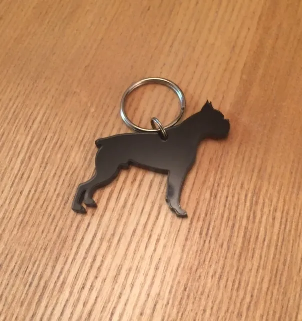 Boxer Dog Keyring Keychain Bag Charm Gift In Black