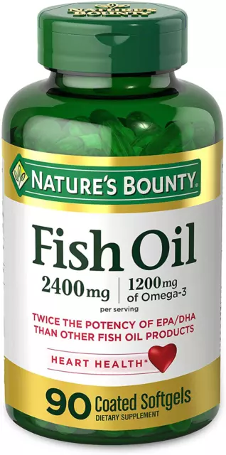 Aceite de pescado Nature'S Bounty, 2400 mg, 1200 mg de omega-3, 90 cápsulas...