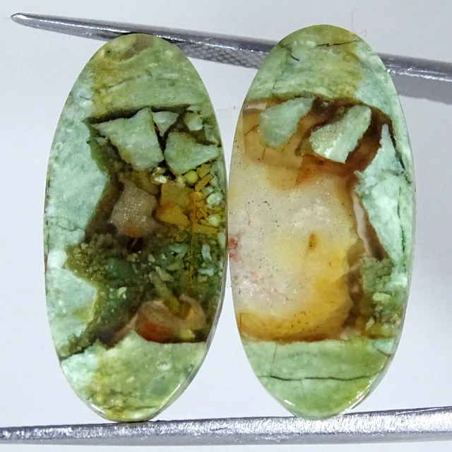 21.40Cts Natürlich Regenwald Jaspis Paar Rhyolite Oval Cabochon Lose Edelsteim