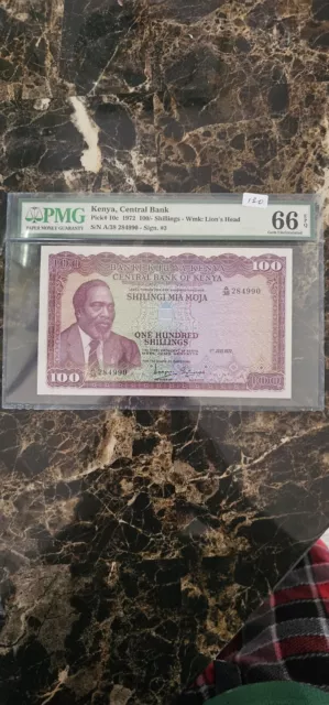 1972 Kenya 100 Shillings PMG 66 Gem Uncirculated