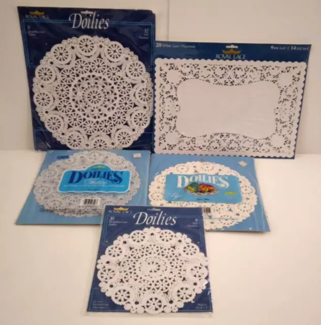 5 Pack  Doilies Royal Lace (4) Medallion  1x8"/2x10"/1x12"/(1) Rectangular9x14.5