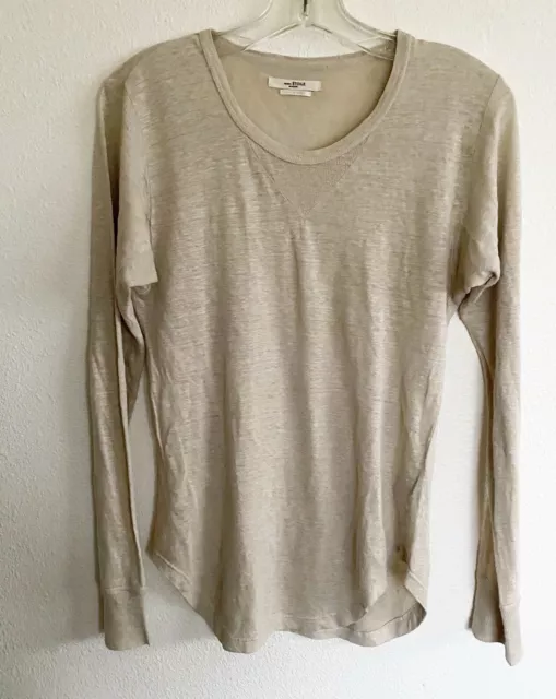 Isabel Marant Etoile Long Sleeve Grifin  T Shirt 100%  Linen Tan X small Women